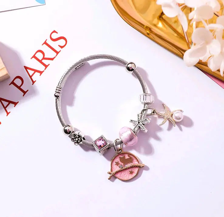 Crystal Encrusted Stainless Steel Bracelet Adjustable Dear Fancy