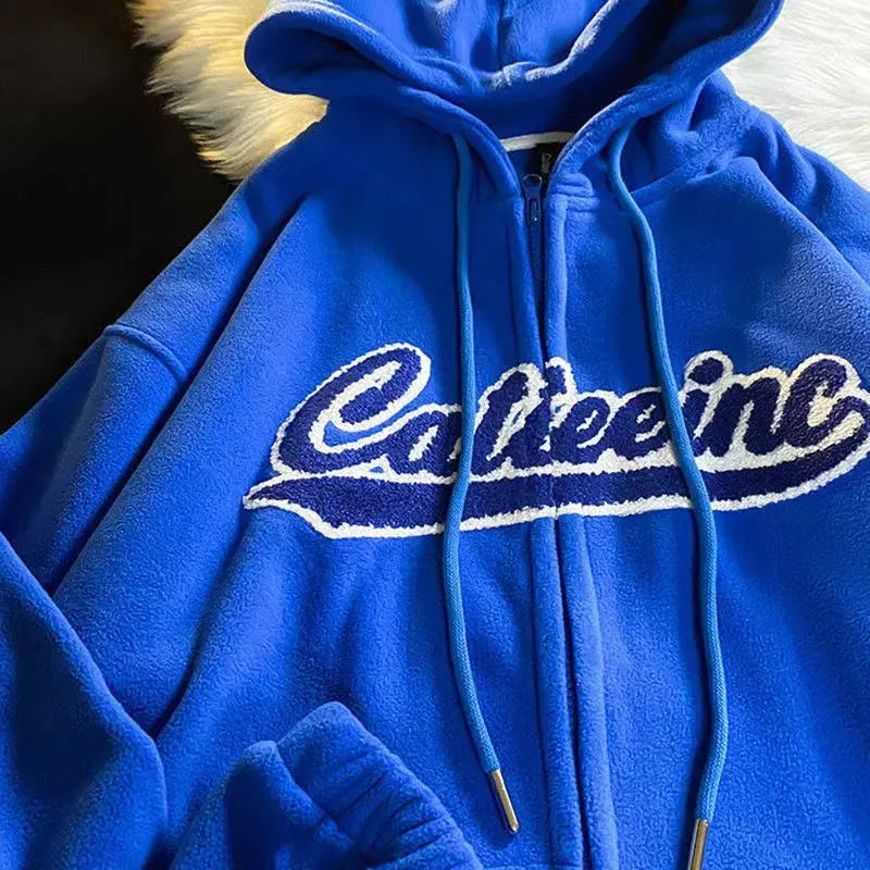 Women's Oversized Zip-Up Hoodies Gothic Hip Hop Streetwear Female Hoodies with Harajuku Embroidery Y2K Full Jacket Dear Fancy