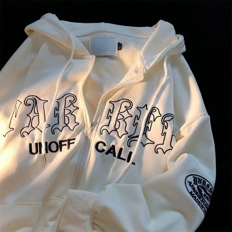 Women's Oversized Zip-Up Hoodies Gothic Hip Hop Streetwear Female Hoodies with Harajuku Embroidery Y2K Full Jacket Dear Fancy