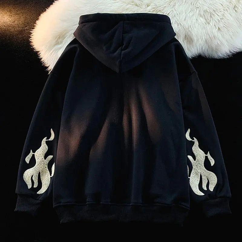 Women's Oversized Zip-Up Hoodies Gothic Hip Hop Streetwear Female Hoodies with Harajuku Embroidery Y2K Full Jacket Dear Fancy